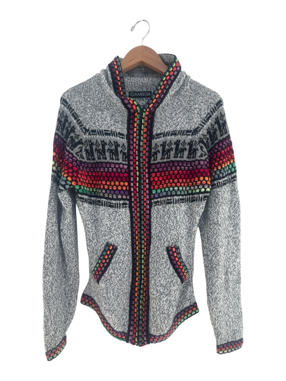 Gamboa Alpaca Wool Full Zip Sweater with Hood